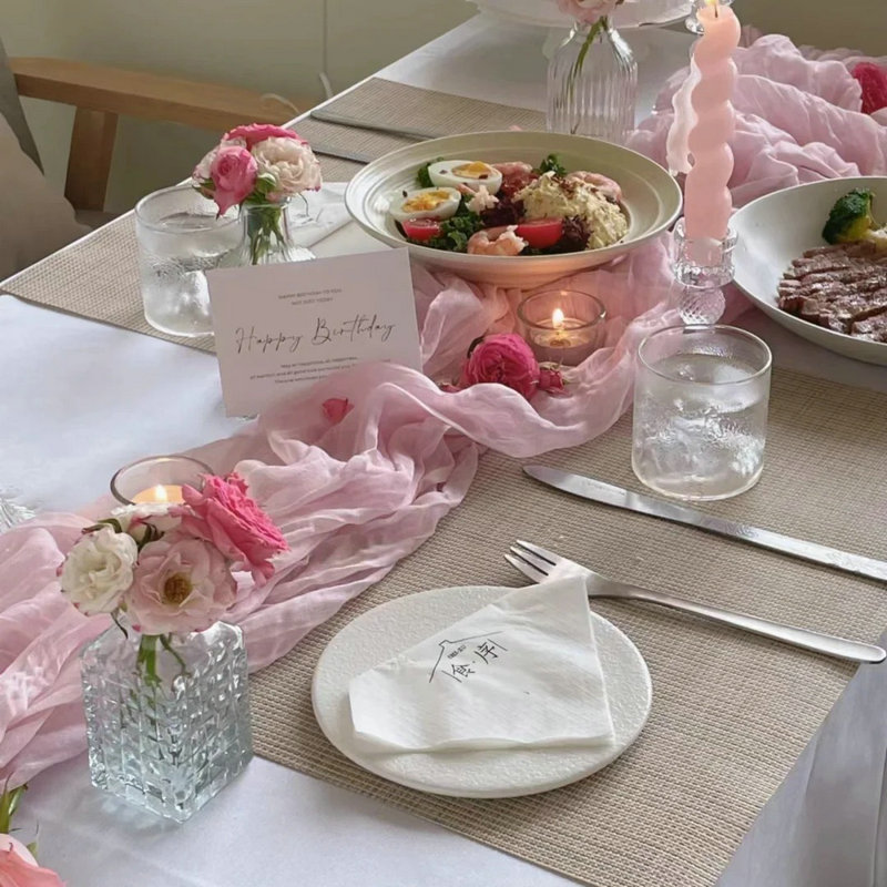 巴里纱桌布浪漫订婚婚礼甜品台布置氛围感生日餐厅甜品台装饰桌布