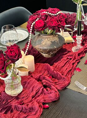 红色桌旗新年春节桌上长条巾装饰