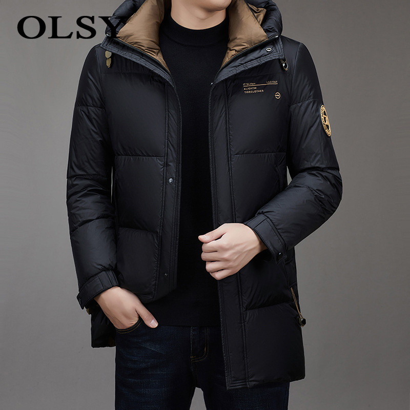 新款中长款羽绒服男款