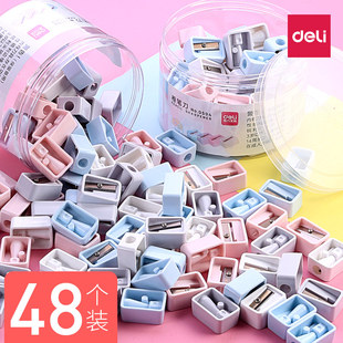 得力0594铅笔卷笔刀手动学生用方形不锈钢小削笔刀儿童转笔刀铅笔刀老式小型小巧型旋笔刀迷你笔刨刀包邮批发