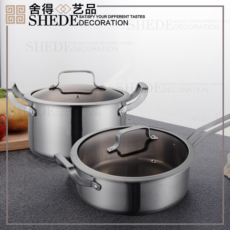 样板间厨房全屋定制展厅橱柜陶瓷店公寓软装展示道具摆件汤锅煎锅