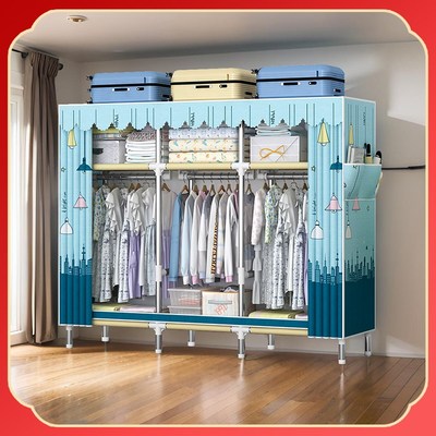 加厚加粗全钢架布衣柜新款2024爆款衣柜卧室家用简易组装出租房用
