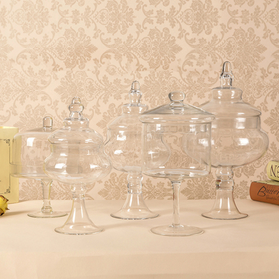包邮玻璃糖果罐子带盖创意透明玻璃罐家居厨房摆件欧式甜品台装饰