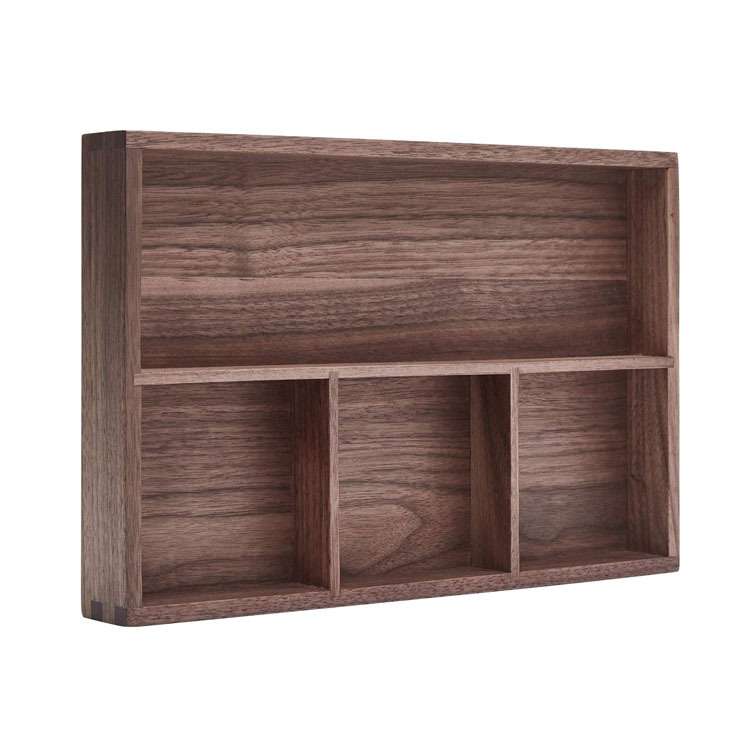 书房桌面文具木质收纳托盘 办公室黑胡桃木书桌杂物零件收纳盒