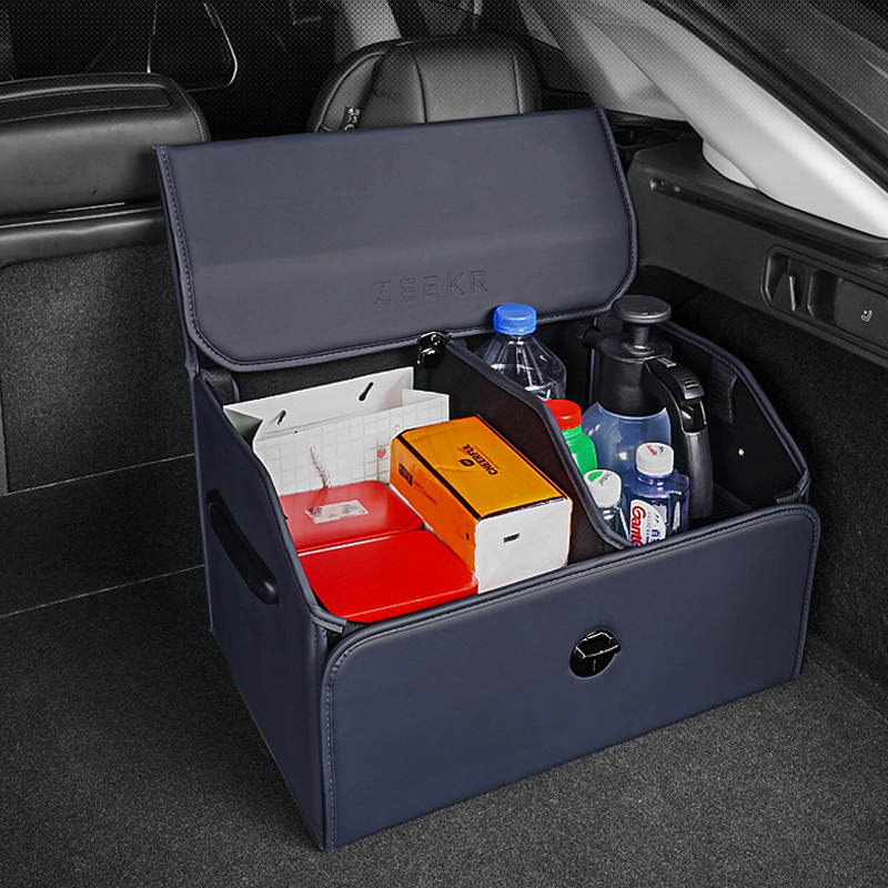 适用极氪001/007后备箱收纳箱009/X汽车载尾箱储物盒车用收纳盒