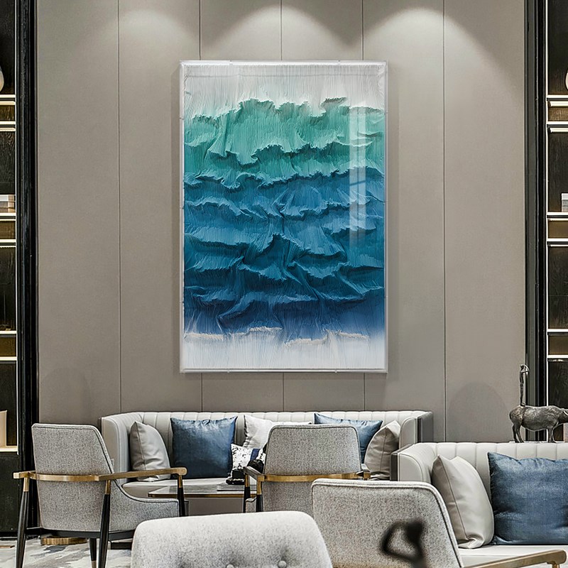 客厅装饰画现代轻奢立体布艺玄关走廊过道酒店样板间高级感挂画图片