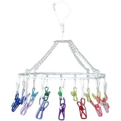 可用成人多夹子晒袜子内衣晾衣架多功能防风儿童圆形铁艺衣架