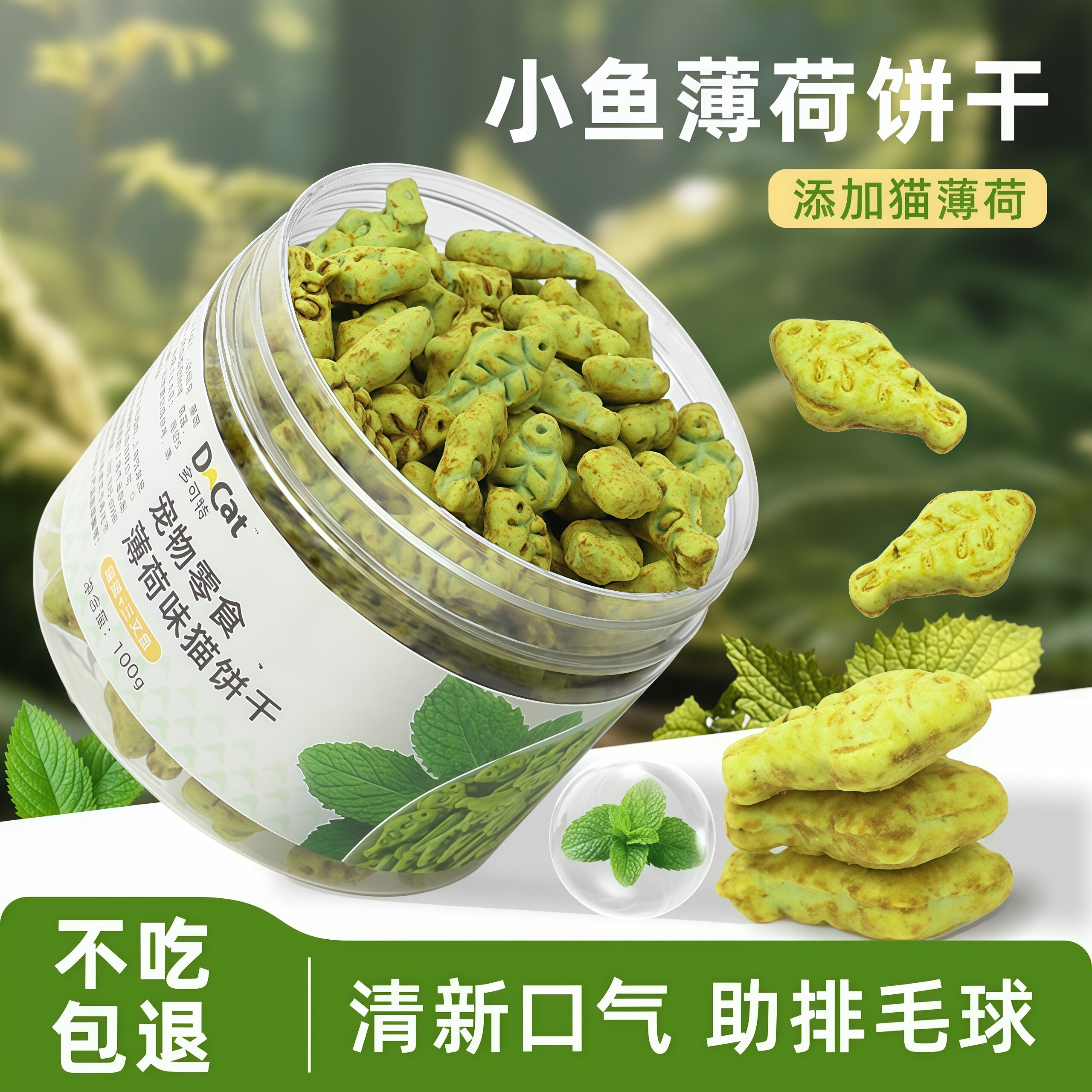 猫咪薄荷饼干猫咪零食小鱼干猫草粒磨牙猫草棒洁齿营养增肥化毛球