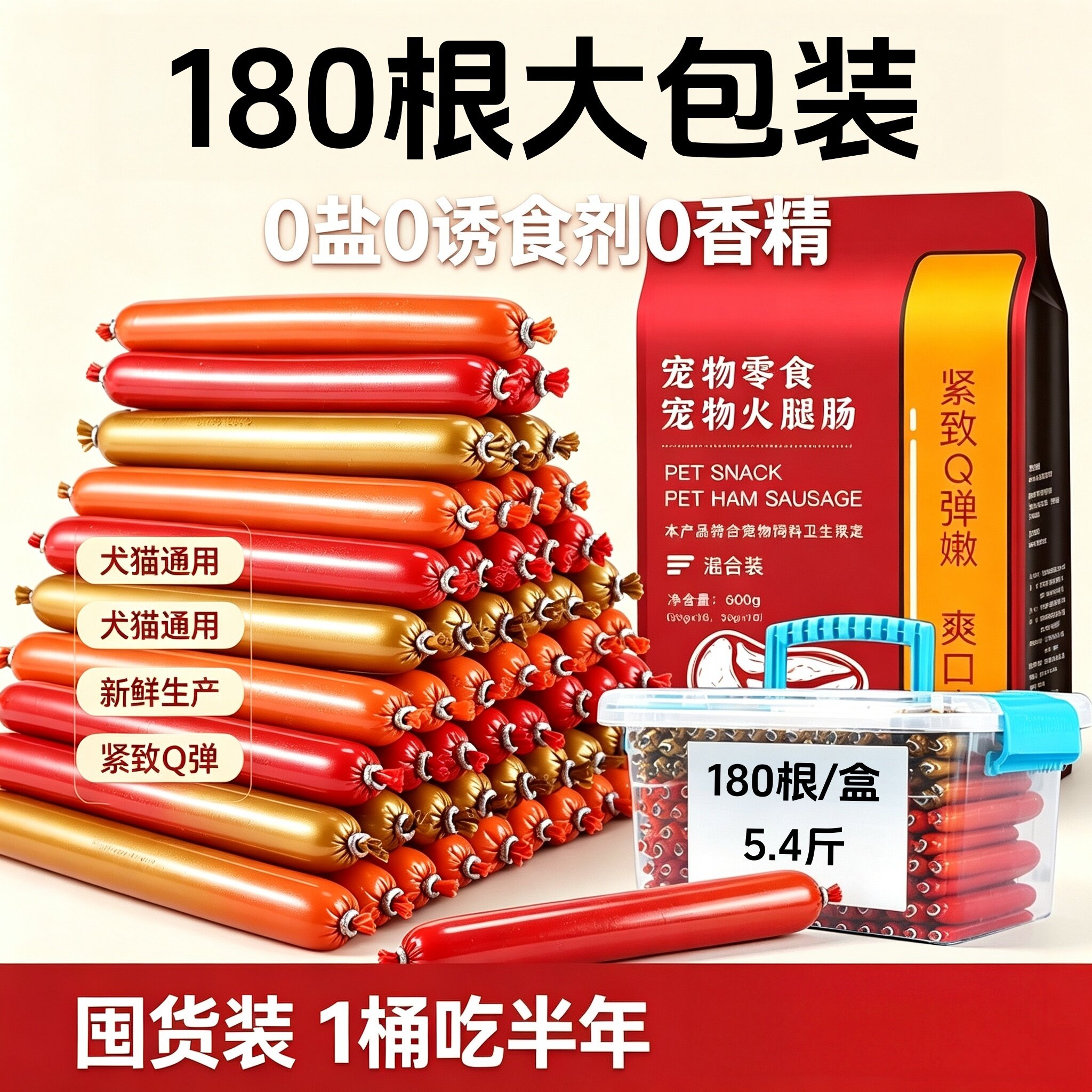 宠物狗狗火腿肠泰迪金毛专用低盐成幼犬拌狗粮香肠整箱大礼包