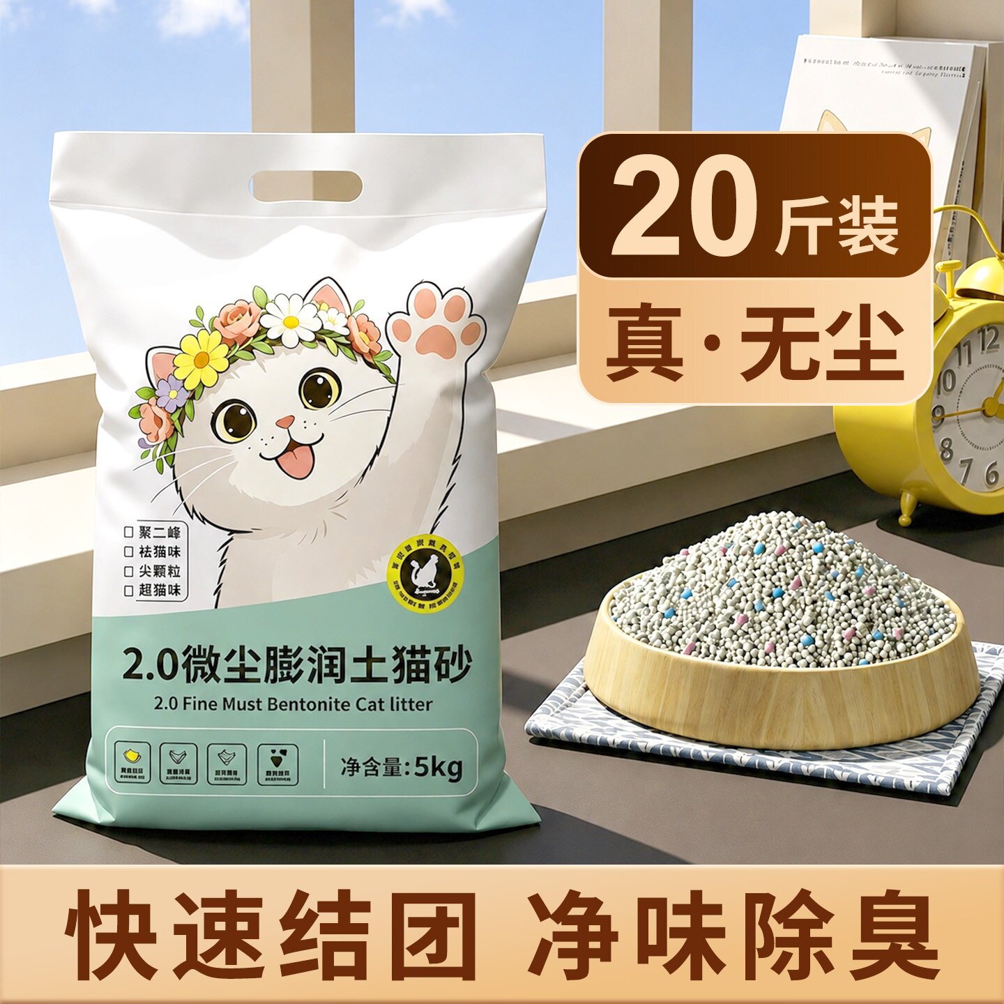 柠檬猫砂包邮10公斤除臭结团猫砂膨润土低尘猫砂20斤10kg猫咪用品