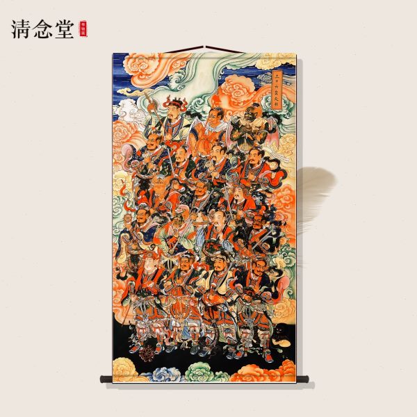 三十六员天将神像画 36天罡画像雷部众神中式装饰卷轴挂画丝绸画