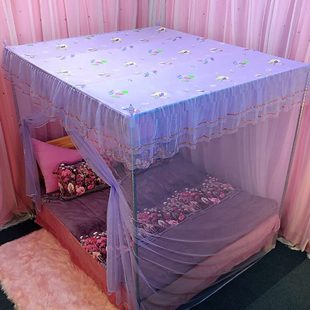 公主风防尘顶单开门蚊帐遮灰落地纹帐加密加厚家用单双1.5米1.8m