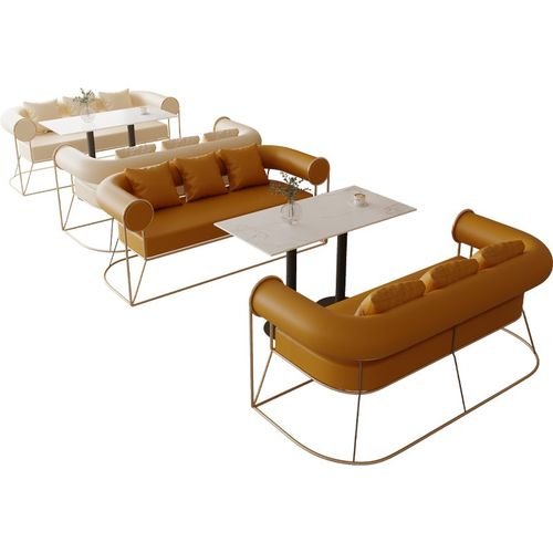 奶茶店洽谈桌椅组合卡座沙发咖啡厅清酒吧休闲区接待双人餐饮座椅