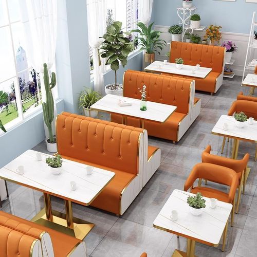 简约轻奢咖啡厅甜品烘焙店卡座沙发网红主题餐厅奶茶店桌椅组合木