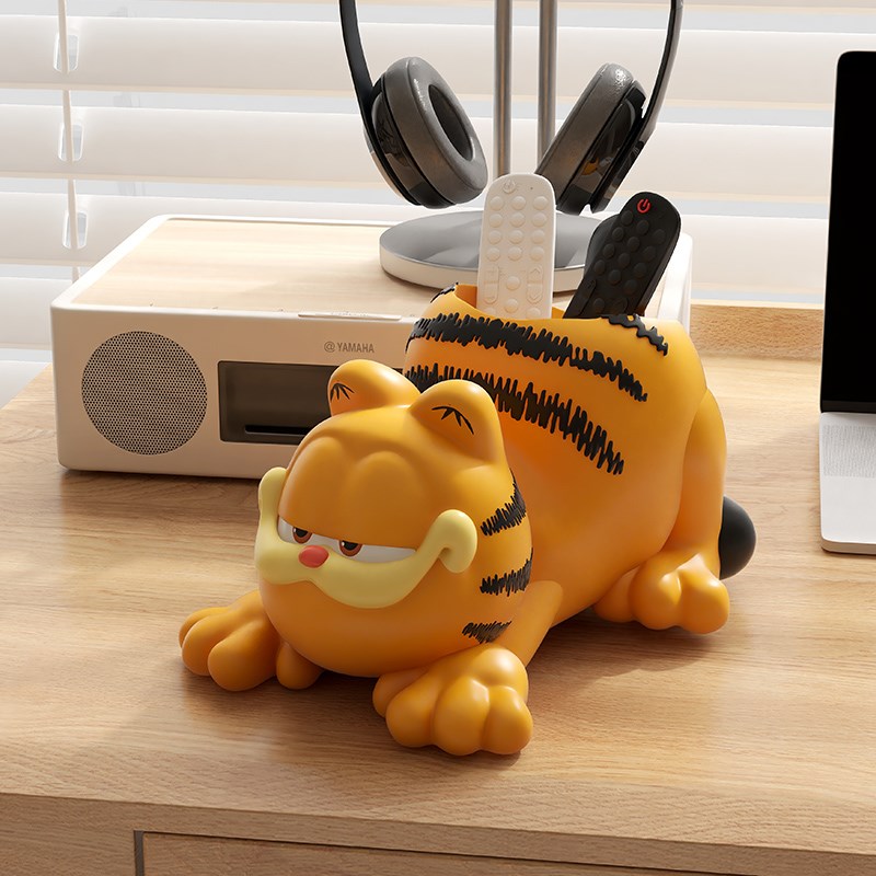 加菲猫周边客厅桌面遥控器笔筒多功能收纳盒搬家生日礼物装饰摆件