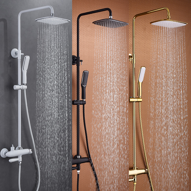 潜水艇花洒套装冷热p水挂墙式黑色精铜家用手持增压喷头淋浴器