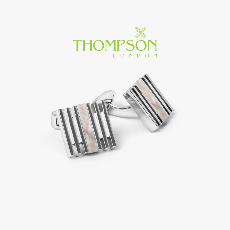 英国 Thompson男士条纹珍珠贝母袖扣轻奢西装袖钉衬衫袖口扣
