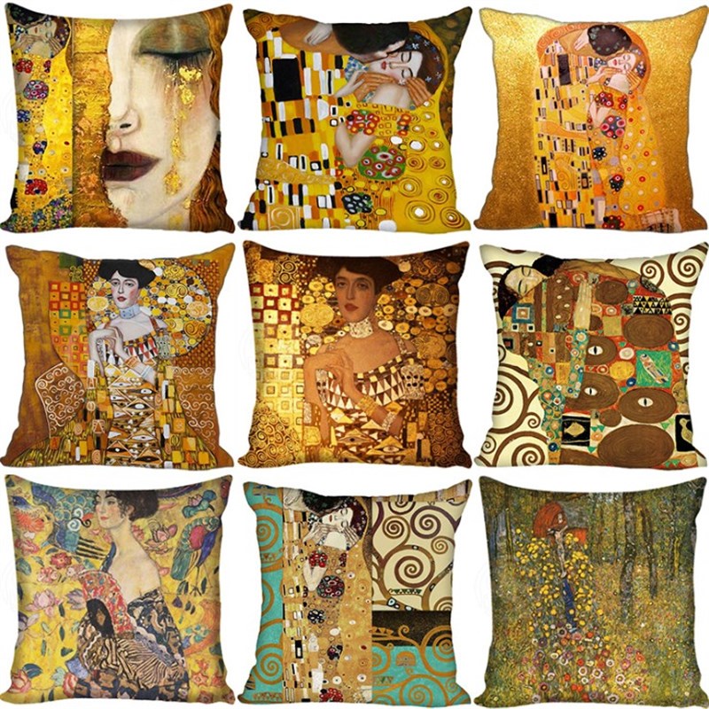 现代简约Gustalv Klimt水晶绒抱枕靠垫床头靠背靠枕沙发汽车抱枕