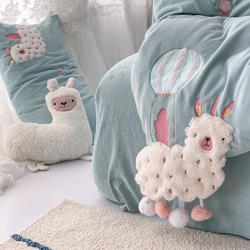 冬季加厚珊瑚绒四件套可爱卡x通风牛奶绒被套双面法兰绒床上用品4 - 封面