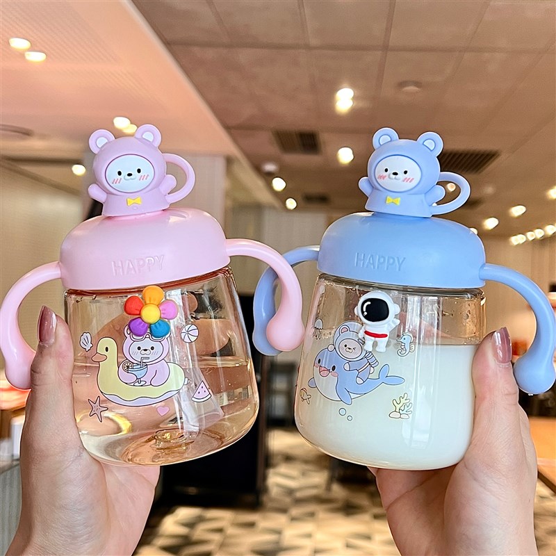 儿童牛奶杯1f-3岁以上水瓶防摔直饮喝水杯宝宝喝奶杯吸管杯带刻度