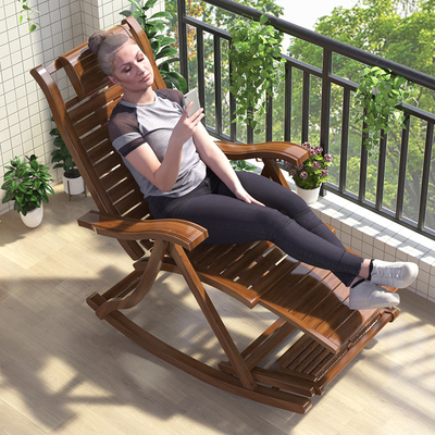 躺椅老人专用午休折叠摇椅大人家用阳G台休闲靠背睡椅结实耐用竹