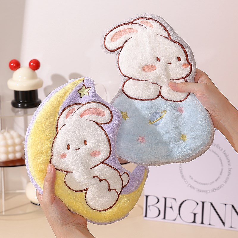 可爱擦手布e厨房擦手毛巾挂式儿童手帕洗手间抹手布珊瑚绒吸水速