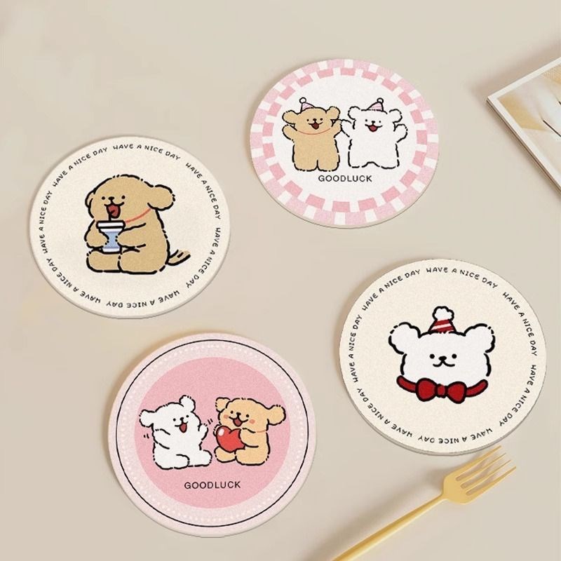 线条矽藻泥圆形杯垫吸水餐垫隔热垫咖啡茶杯垫碗盘锅垫桌面垫