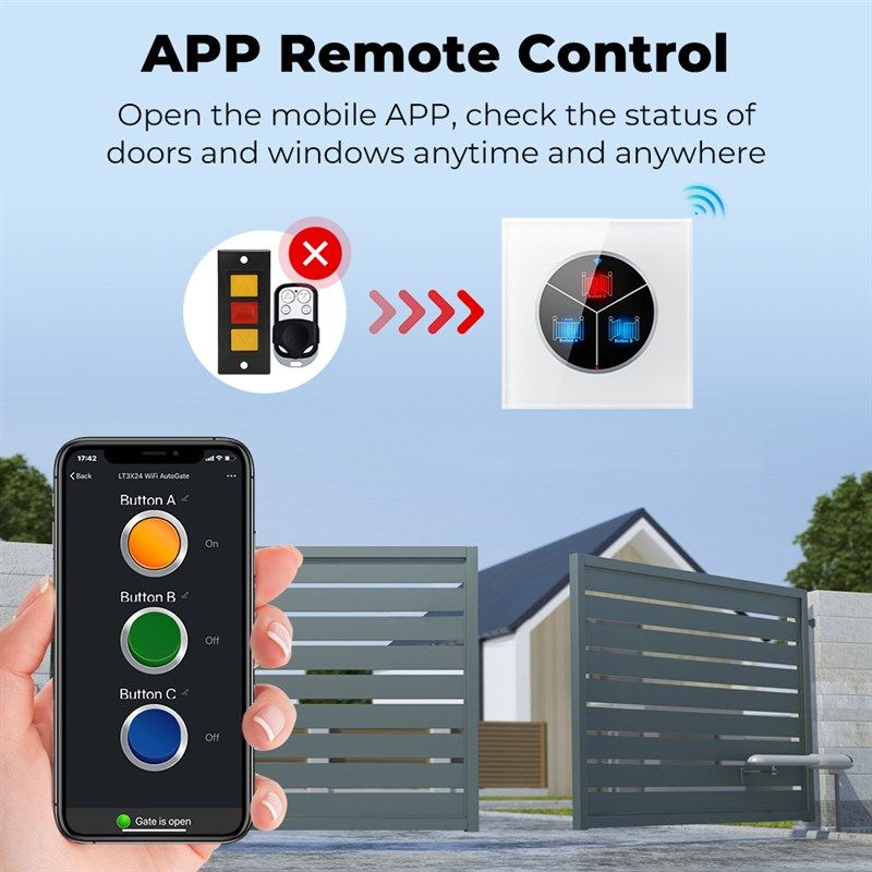无线自动车库闸门开关卷门涂鸦wifi智能墙壁触摸开关远程遥控