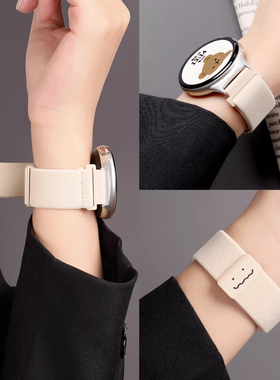 适用于荣耀手表GS5表带新款涂鸦磁吸扣编织腕带荣耀fit雅致版个性运动活力版IVY-B39弹力男女可爱透气替换带