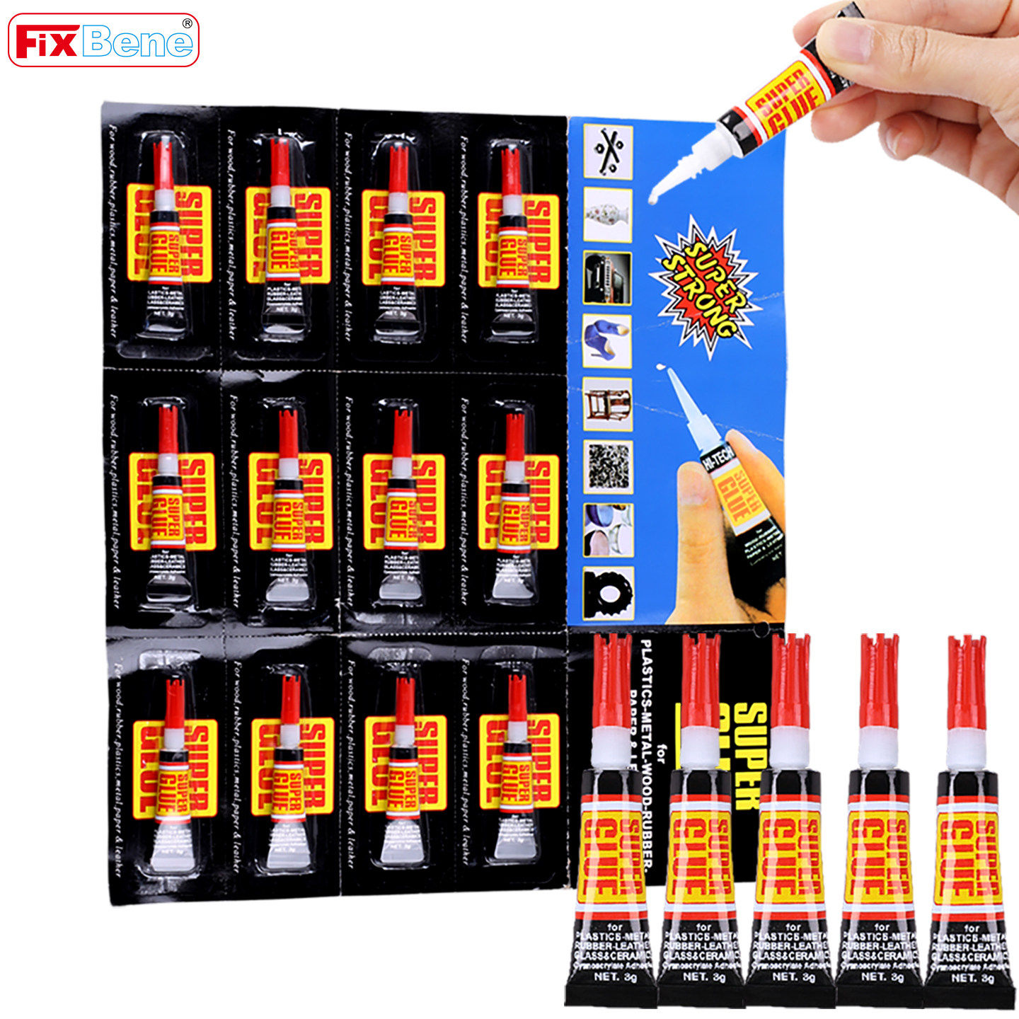 502胶水强力能万超粘正品补鞋塑料橡胶PVC木工艺品亚克力模型玩具金属石头3秒速干小支批发Super Glue高强度图片