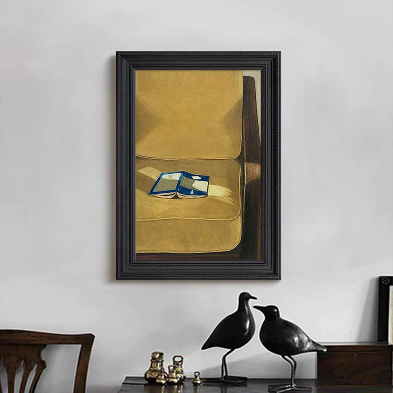 法式田园风午后沙发客厅装饰挂画书籍静物艺术感玄关丙烯手绘油画图片