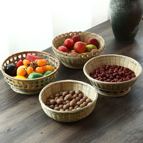 手工竹编篮子洗菜篮馒头馍筐竹青农家簸箕家用水果篮面包筐沥水篮