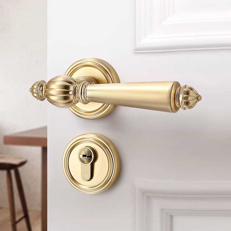 法式轻奢卧室门锁南瓜锁分体式机械磁吸静音锁房门实木门把手锁具