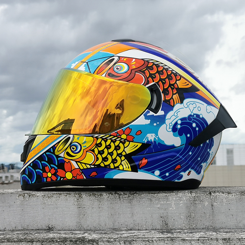 S电动车头盔男女全盔双镜街车情侣款跑盔个性蓝牙头灰四季DO