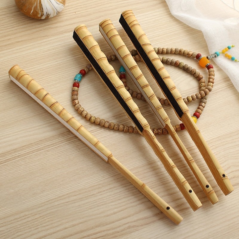 罗汉竹折扇佛肚竹男扇9.5寸扇子文玩扇收藏扇空白苏工宣书法扇