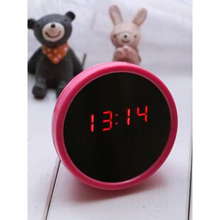 闹钟创意电子迷你夜光镜子床头个性时钟小型简约学生用钟表卧室小