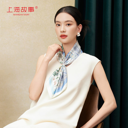 上海故事春夏真丝中方巾
