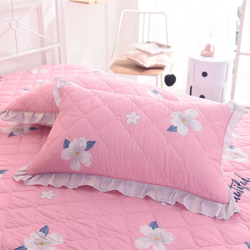 韩版荷叶花边全棉枕套q罩一对装夹棉枕芯套单人成人枕头皮纯棉一