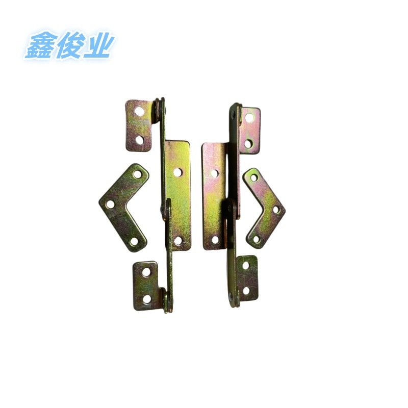 家具五金桌腿连接件电镀铁片拐弯支架配件隐藏折叠折叠支架