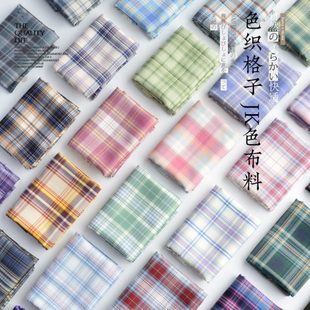 子布洋装 色织格子布英伦学院风格 JK制服百褶短裙手工大肠发圈布