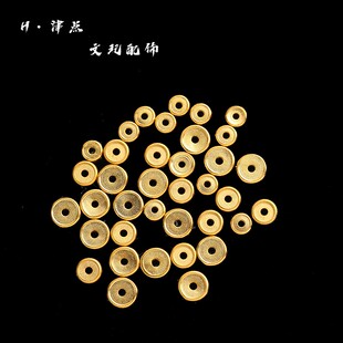强保色镀24K工艺金色车轮圆隔片文玩猴头手串配珠卡环文玩隔片