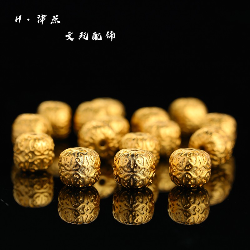 古法高保色925唐草纹老型顶珠