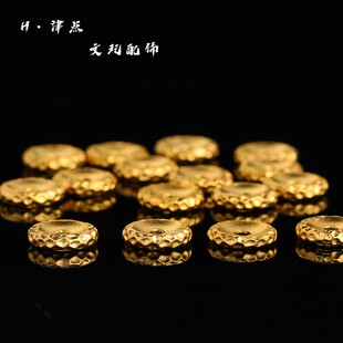 精工隔片24K工艺黄金色凹槽无相锤纹隔片diy文玩卡环手串配珠垫片