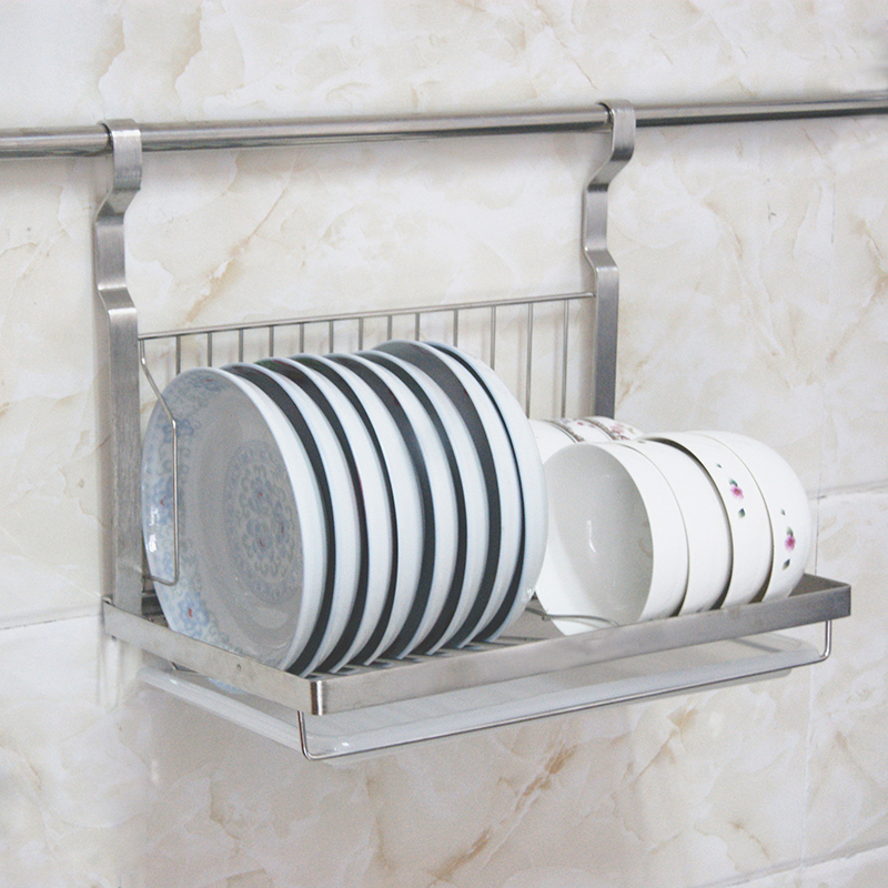 免打孔304不锈钢厨房挂件碗架沥水碗碟架厨房墙壁五金挂架置物架