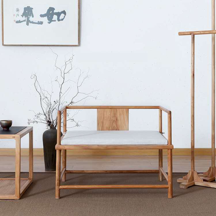 打坐椅新中式实木茶桌组合禅修主人椅老榆木茶桌宽大椅子靠背椅官