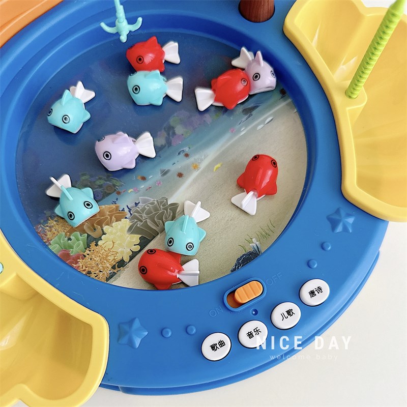 ins宝宝电动磁性钓鱼玩具男女孩益智早I教儿童生日礼物1-2-3岁