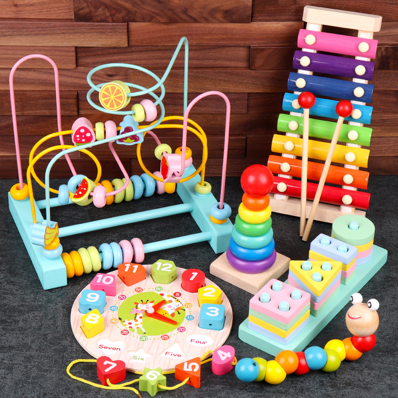 宝宝早教益智力积木婴幼儿童玩具串绕珠1-2一岁半3男女孩启蒙动脑