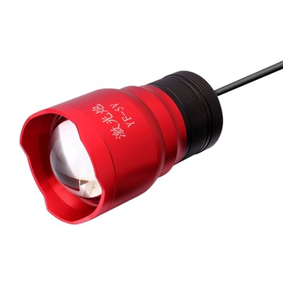 蓝光夜钓钓鱼灯头激光炮大功率大光圈USB接头5V外接移动充电源