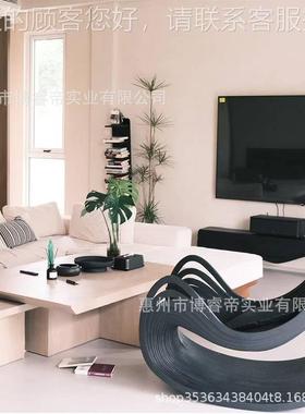 异实木切片休个闲椅子高档艺形术沙发椅64381酒休闲椅别墅店民宿