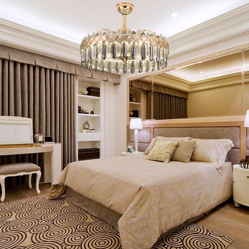 客厅一体高品质风扇灯轻奢电扇灯2024新款水晶风扇吊灯工厂直供